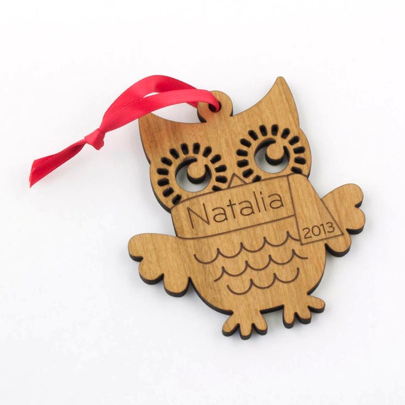 Personalized Wood Owl Ornament