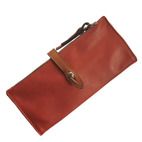 Items similar to Leather Wallet Women&#39;s Handmade made in Red color , named Helios MADE TO ORDER ...