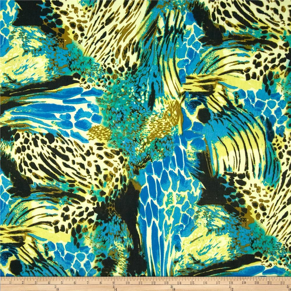 Stretchy Safari print African Inspired stretch knit fabric per