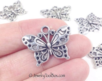 Butterfly Charms, Antique Silver Butterfly Pendants, Pewter, 19x24mm, Lot Size 10 to 50, #1033 BY