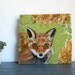 Rustic Home Decor l Red Fox 8x8 painting l original art l nature decor green lodge cabin woods farm forest home decor art rustic woodland
