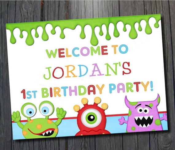 Monster Party Sign - Monster Birthday Welcome Sign Il_570xn