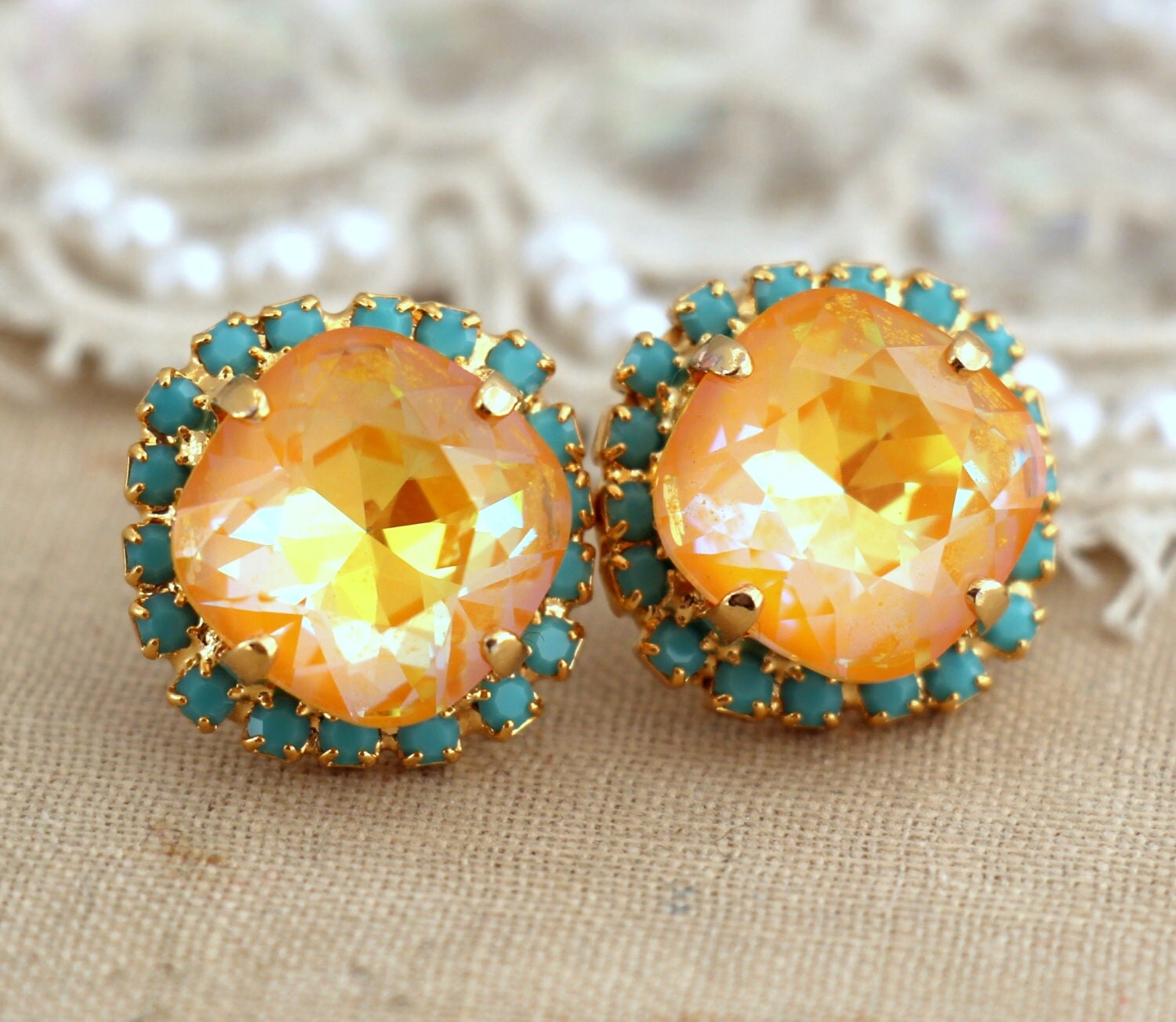 Canary Yellow earrings Canary Yellow Diamond earrings by iloniti