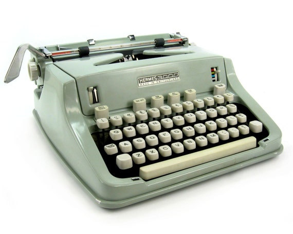 1968 Hermes 3000 Typewriter / Made in Switzerland / with Metal