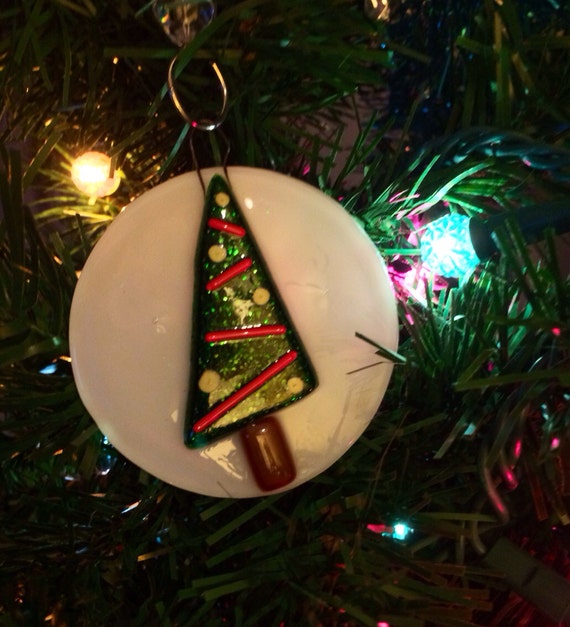 Fused Glass Christmas Tree Ornament