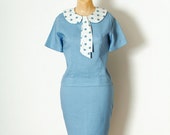 Vintage 60s Dress Mod / Medium / 1960s Secretary / 60s Dress 2 Pc Skirt & Blouse /Wiggle Suit