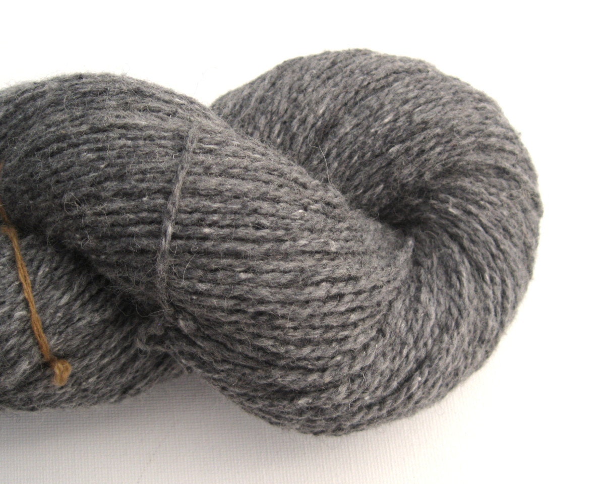 Worsted Weight Cotton Wool Blend Recycled Yarn Gray Tweed