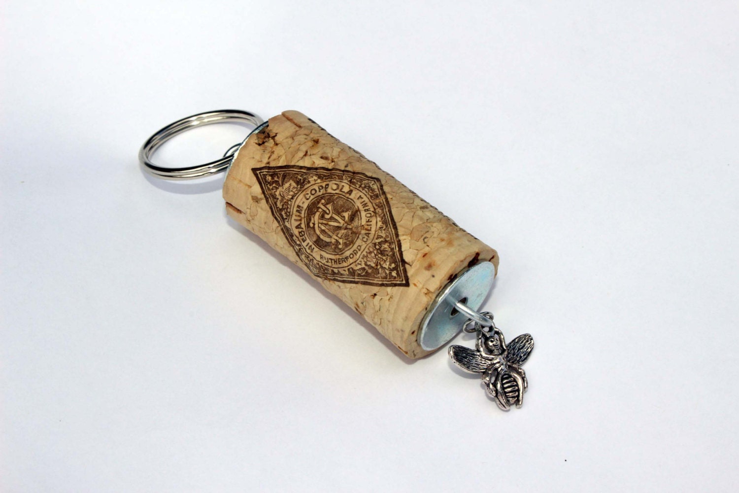 Wine Cork Keychain Bee/ Bee Cork Keychain/ Cork Keychain/