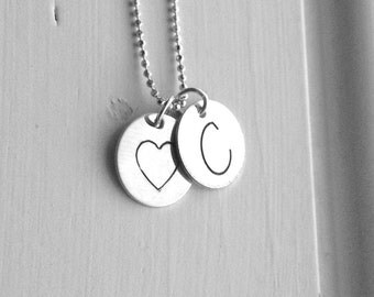 Letter C Initial Necklace, Sterling Silver Initial Necklace, Letter C Necklace, Initial Heart Necklace, Large Initial Necklace