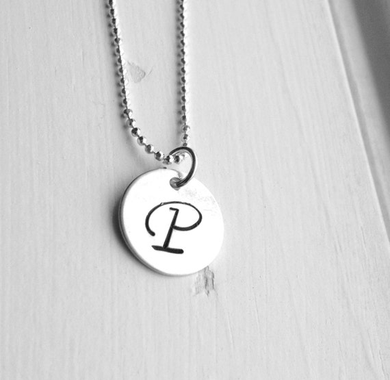 Initial Necklace Sterling Silver Jewelry Letter P Necklace