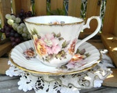 Birks Teacup Tea Cup and Saucer  - Richly Decorated English Bone China 11517