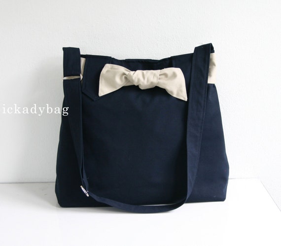 SALE - Navy Blue Canvas Bag  Messenger Bag  Diaper bag  Tote ...