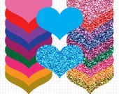 Glitter Hearts Solid Hearts Digital Clipart Graphics Glitter Labels Tags Embellishment PNG Valentines Hearts Scrapbooking Clip Art Il_170x135