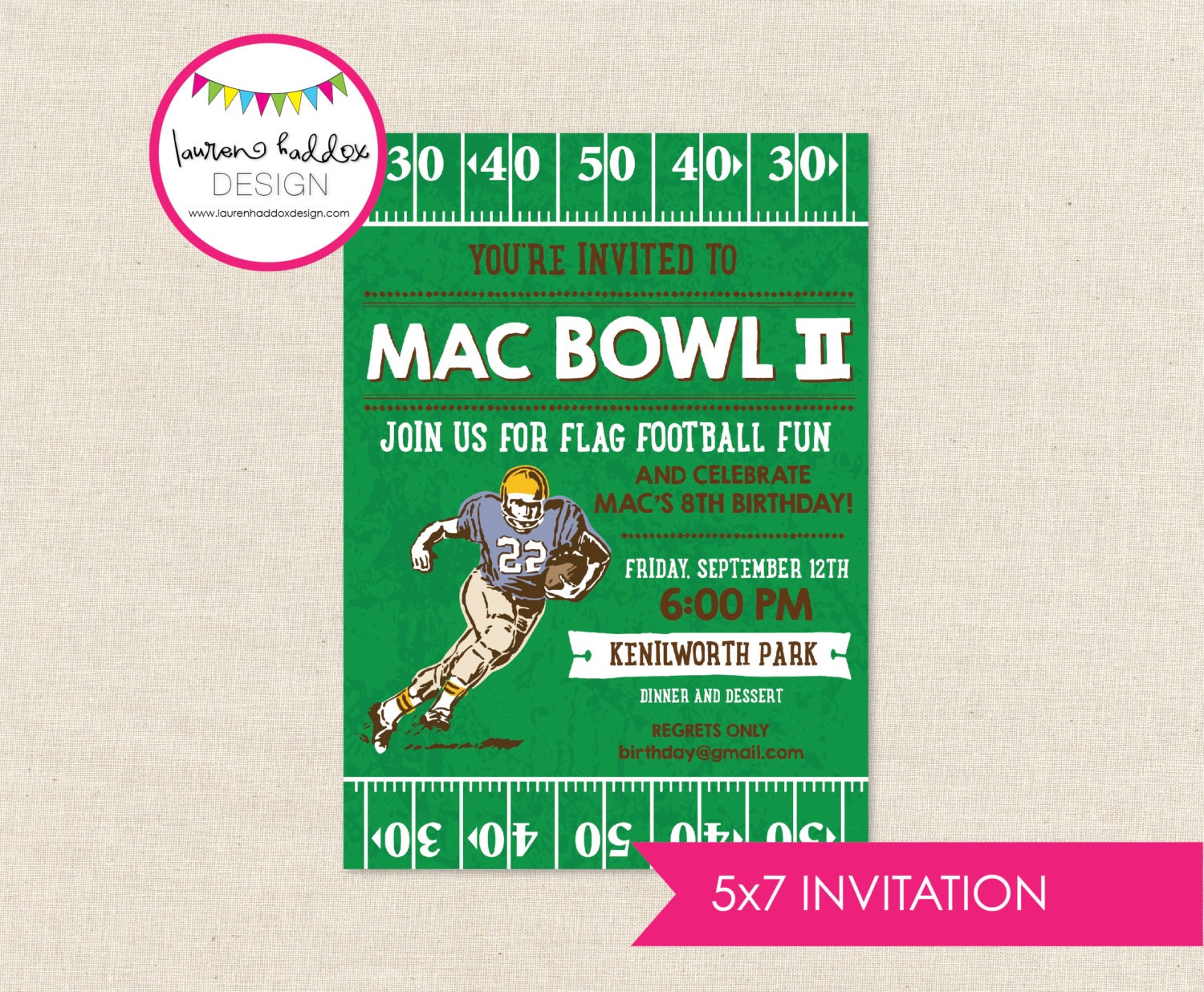 Flag Football Party Invitations 1