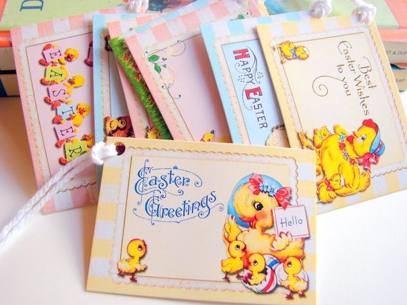 Easter Gift Tags  Happy Easter Joys Duck Duckling by mimiandlucy