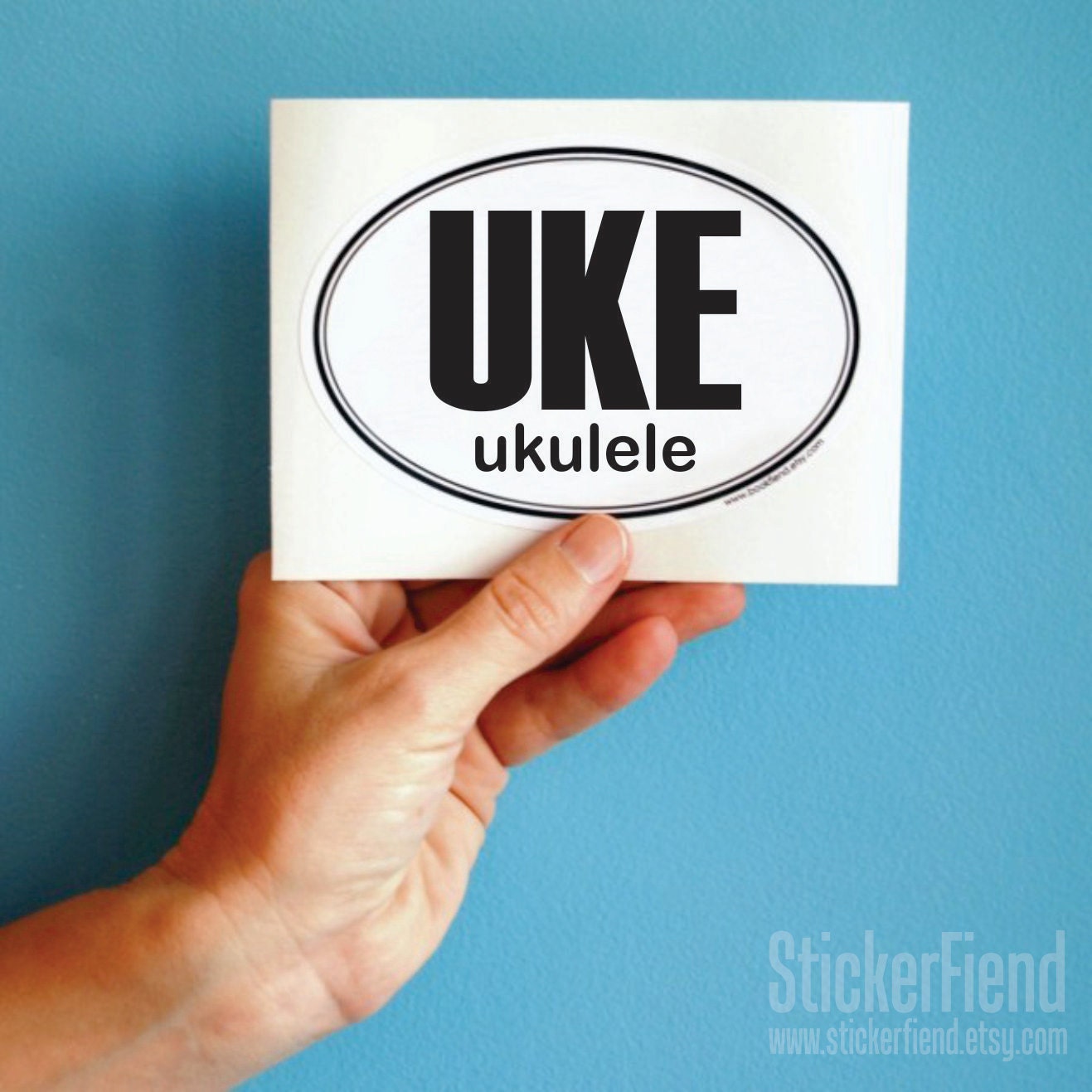 UKE ukulele oval bumper sticker