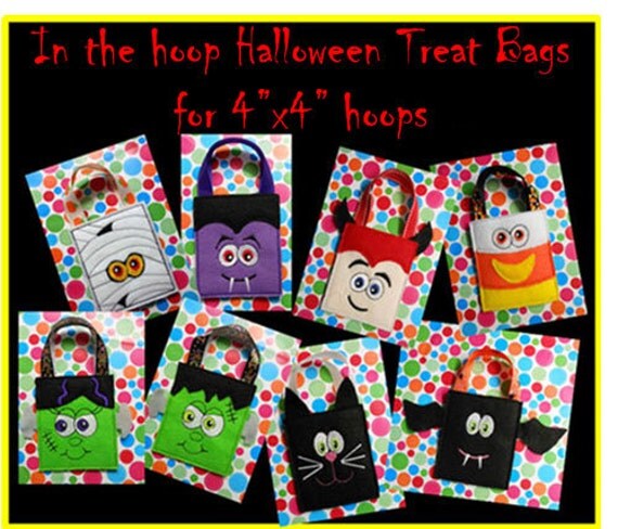 Items similar to In The Hoop Halloween Treat Bag Embroidery Machine ...