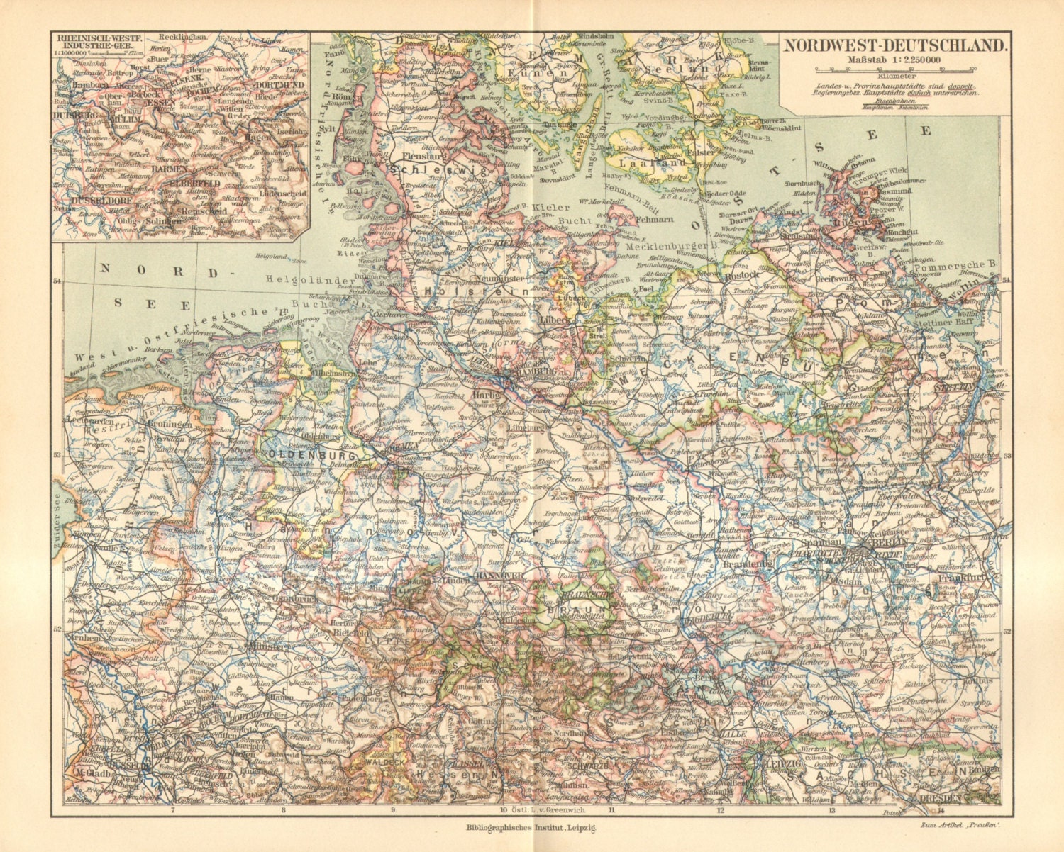 1909 Original Antique Map Of Northwest Germany   Il Fullxfull.524149326 7s2z 