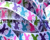 Glitter Easter bunnies on white 7/8" grosgrain ribbon Il_170x135