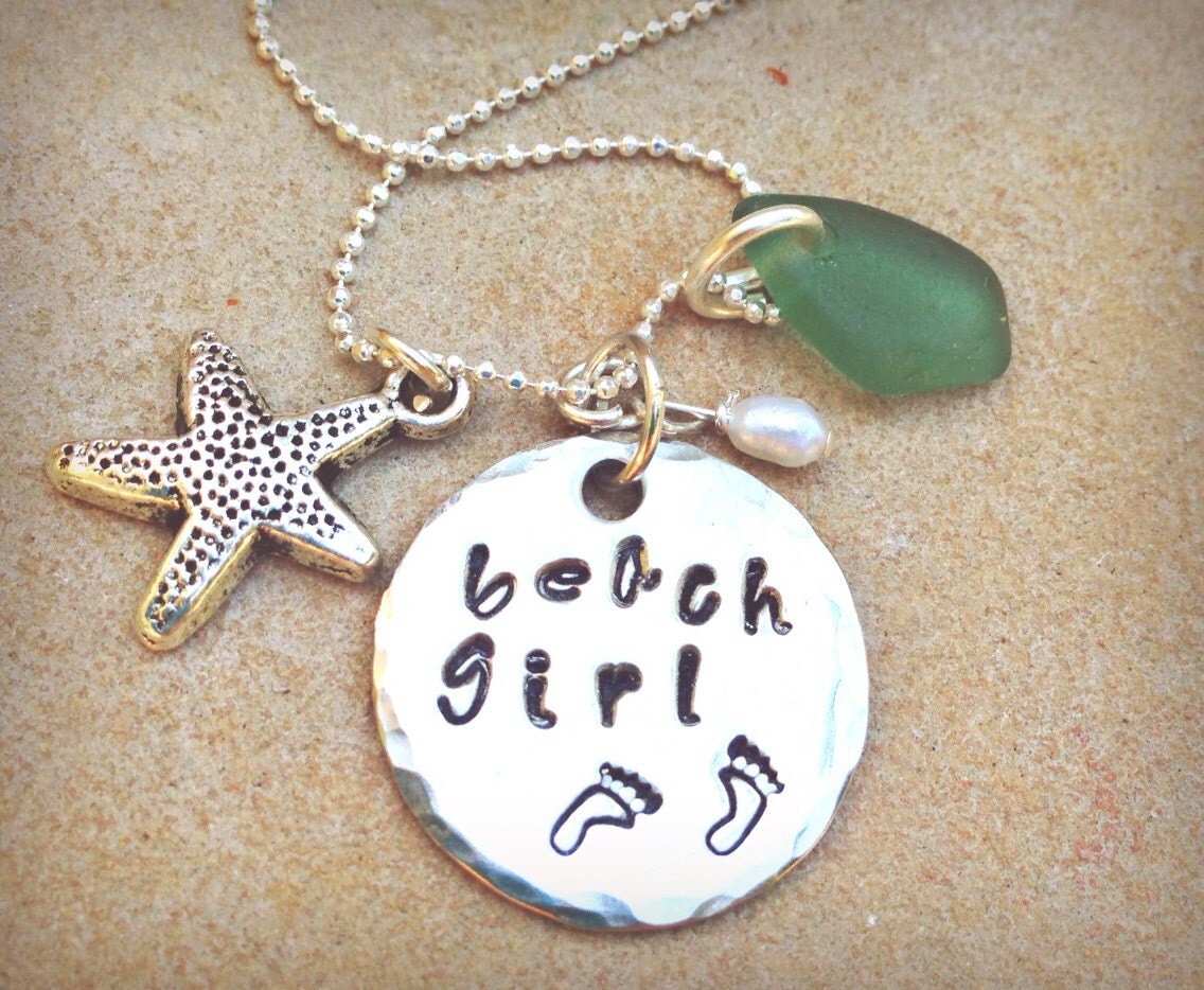 beach girl beach girl necklace beach girl jewelry sea glass