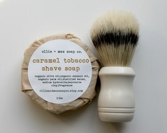 VACATION SALE Caramel Tobacco Shave Soap, Shaving Soap, Soap for Men, Cold Process Soap, Vegan Soap