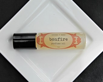 VACATION SALE Bonfire Vegan Perfume, Roll On Perfume, Perfume Oil, Woodsmoke, Vanilla