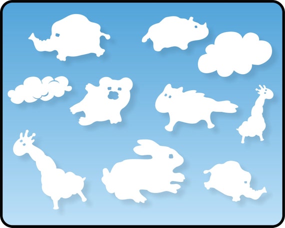 for clouds wall nursery decals wall Animal Shaped Clouds  art Clouds vinyl adorable Decal Wall for