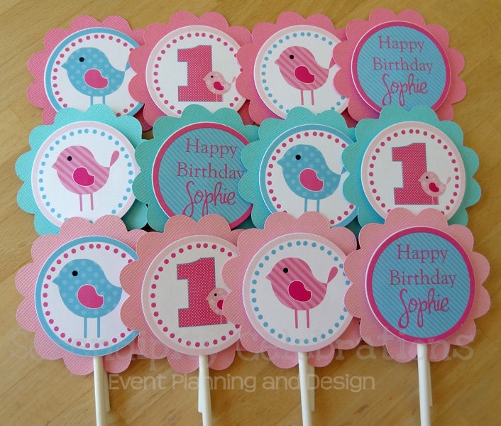 Set of 12 Personalized Cupcake Toppers by