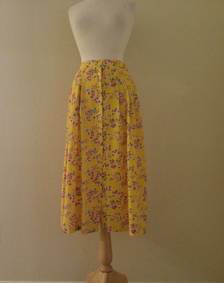 Vintage yellow and pink floral skirt
