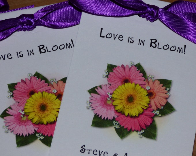 Gerber Mix Design Bridal Shower Favors with Wildflower Seeds inside. Bridal Shower or Wedding, Birthday or Anniversary Favors SALE