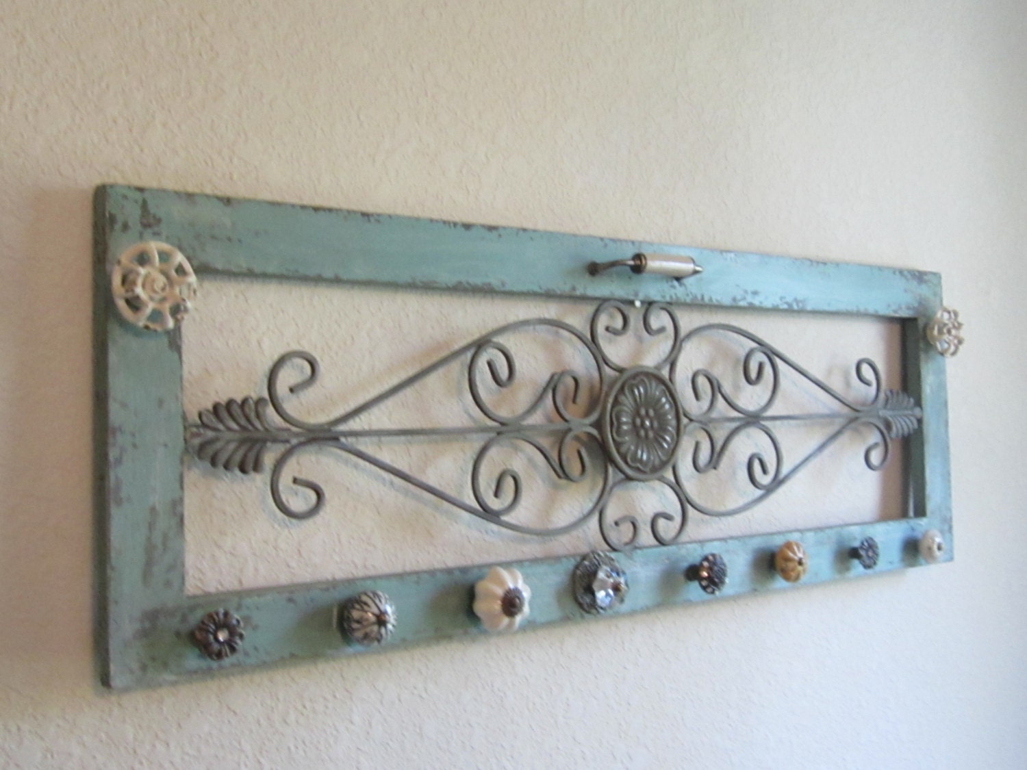 Wall Mount Jewelry Holder Rustic Upcycled Jewelry Holder