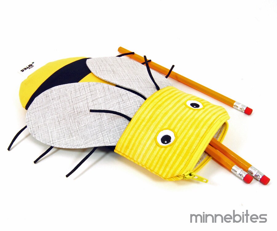 Honey Bee Pencil Case by MinneBites / Handmade by minnebites