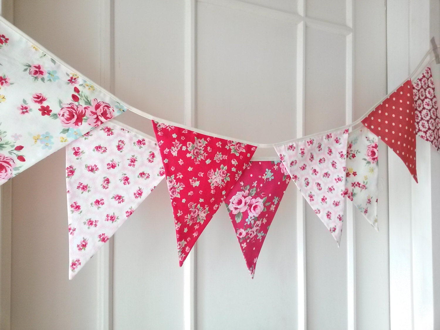 Shabby Chic Fabric Bunting Wedding Banners Floral Roses