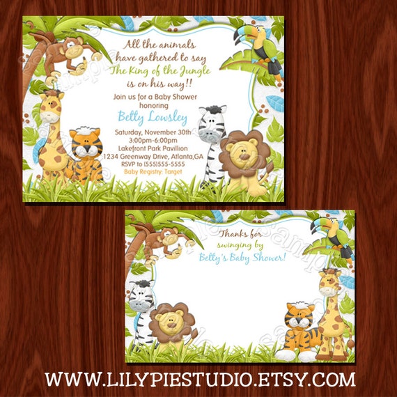 Jungle invitation and thank you card set Il_570xn