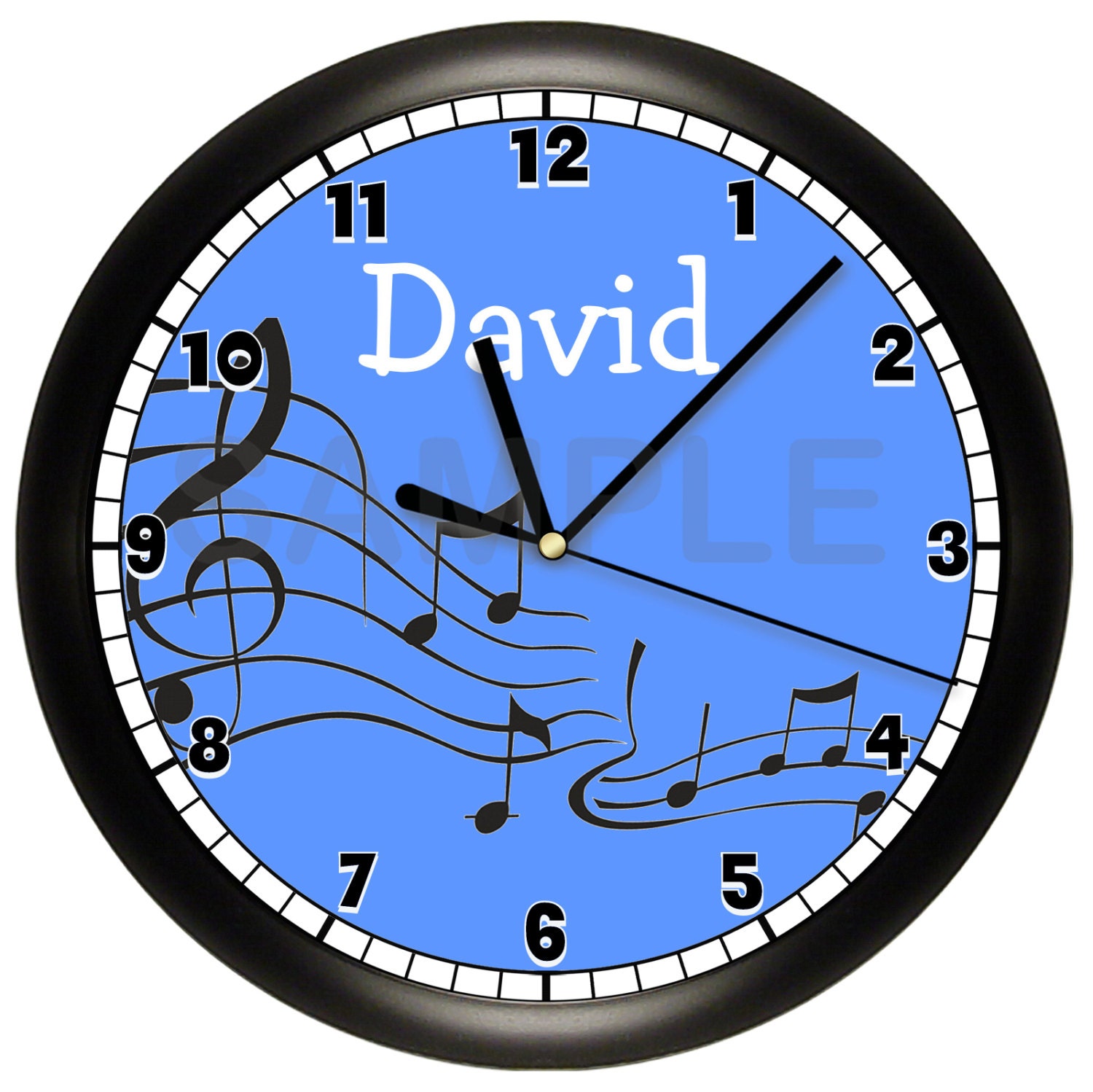 Personalized MUSIC Notes WALL CLOCK by cabgodfrey on Etsy