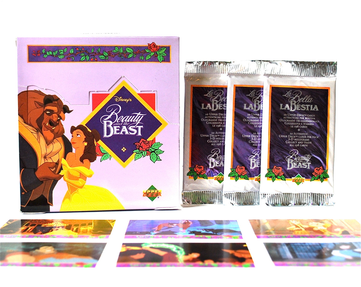 4 Beauty And The Beast Trading Card Packs by Upper Deck 1992