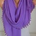Lilac Turkish Scarf Spring Scarf Lavender Cotton Scarf Cowl Scarf Shawl with Bead Edge Women Fashion Accessories
