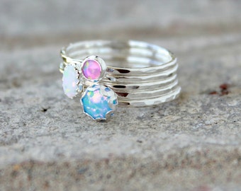 Eternity Opal Band Multi Gemstone ring on one by galwaydesigns