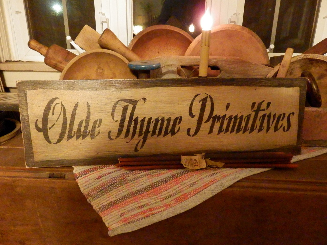 PriMiTiVe OlDe ThyMe PrimiTiVeS HandpaINtEd WooDen by rusticpiks
