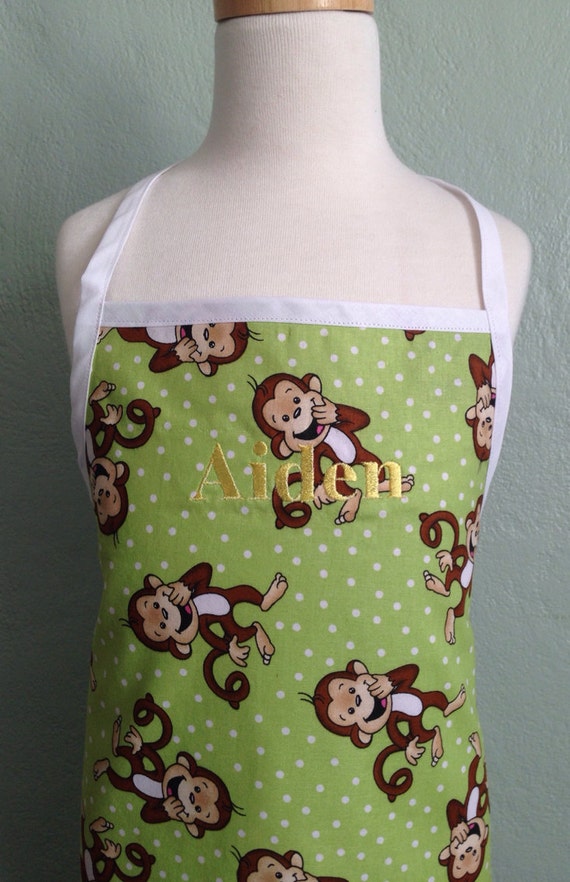 Items similar to Monkey kids apron on Etsy