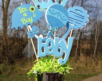Baby Shower Table Decoration Centerpiece Prince Blues and Greens