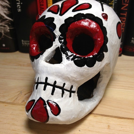 Red and Black Day of the Dead Skull