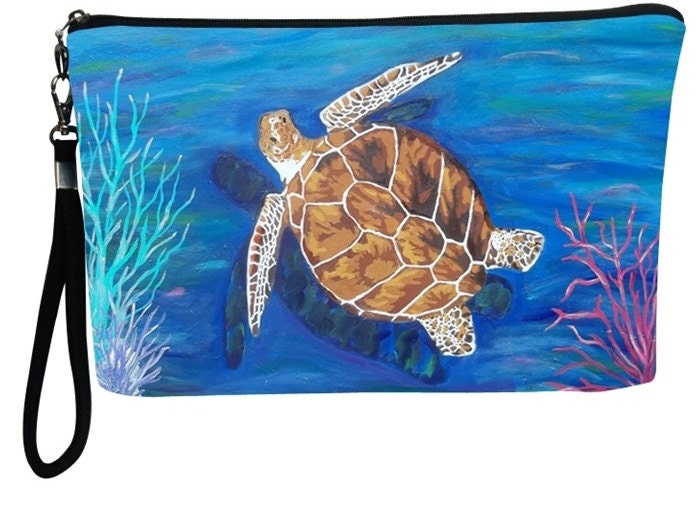 Loggerhead Sea Turtle Pouch Large Cosmetic Bag with