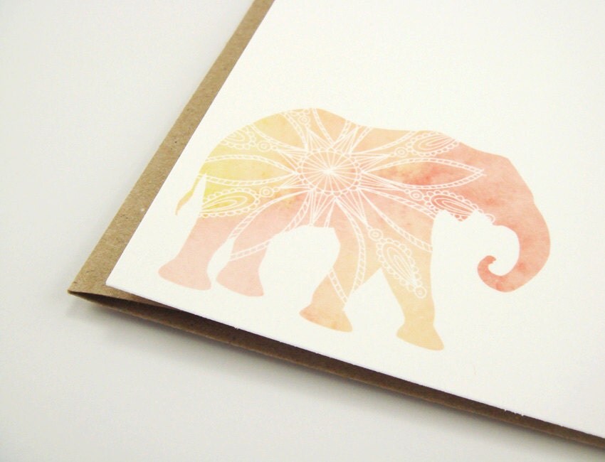 Elephant Note Cards Elephant Stationery Watercolor by saidinlayers