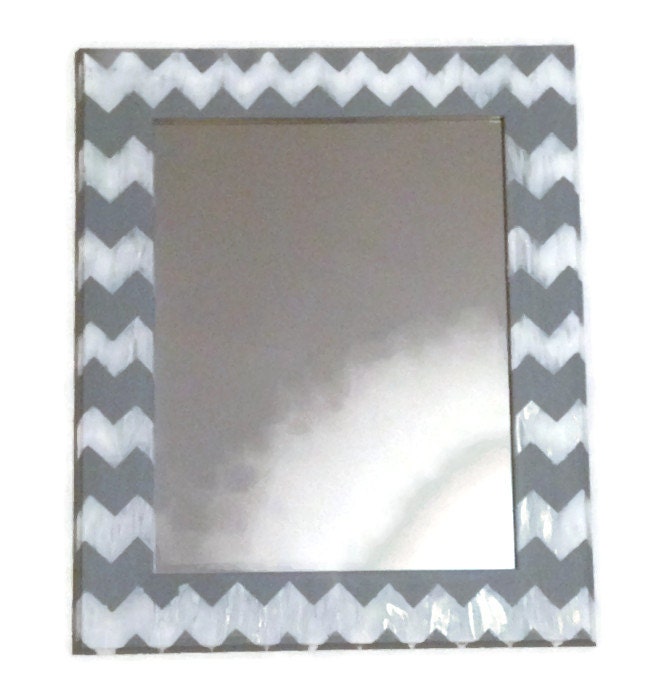 Gray chevron mirror grey and white wall mirror decorative