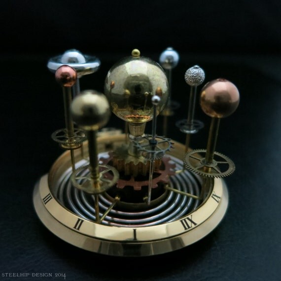 Planetario miniatura pocket vintage sistema di steelhipdesign Lampadario planetario