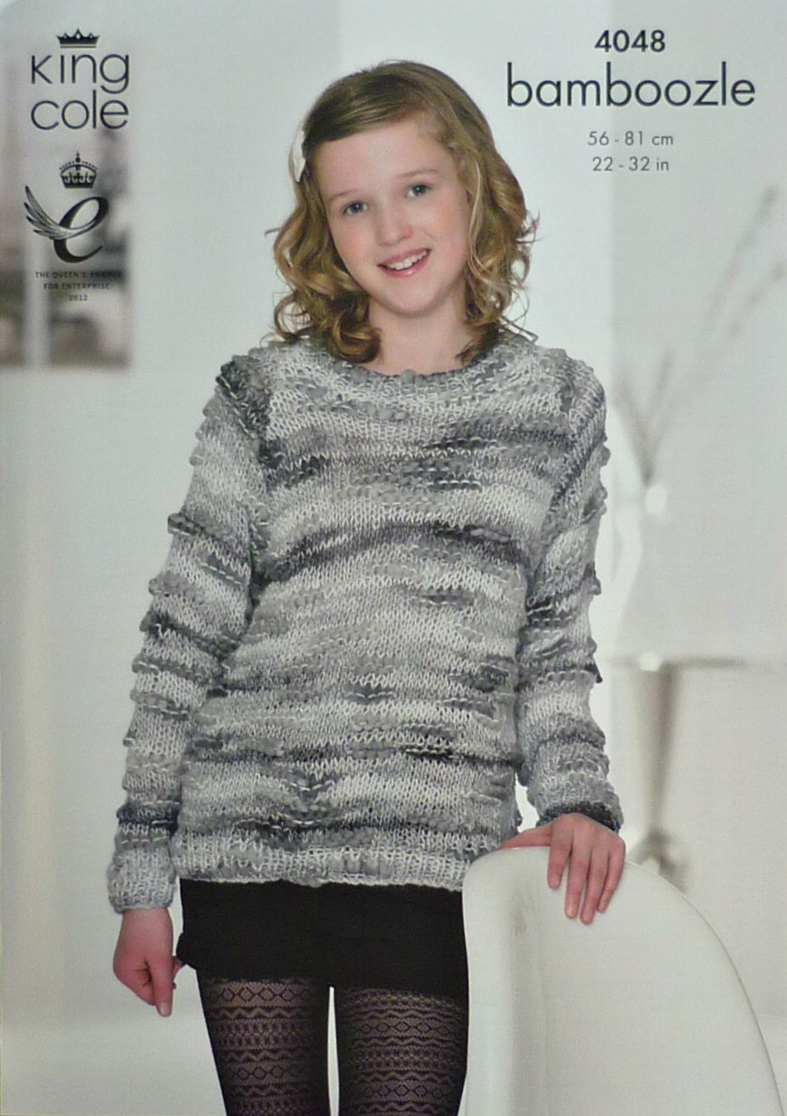 Girls Knitting Pattern K4048 Girls Long Sleeve Jumper Knitting Pattern Bamboo...
