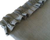 Gray Linen Towel with Ruffle