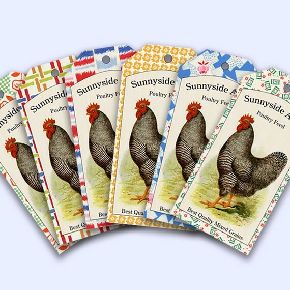 Feed Sack Tags digital printable tags with by skipalongdesigns