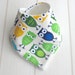 Baby Bandana Dribble Bib Unbleached Bamboo Terry & Blue Owls - CWTCH BUGS Not Just For Mealtimes....